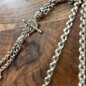 Vintage HTF Scott Kay Silver Multi-Strand Necklace with Toggle Accent 16 inches